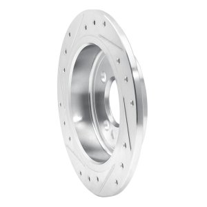 Mini Cooper Clubman Brake Rotor (1) - Rear Right - R1 Concepts - Drilled & Slotted - Silver - `02-`15